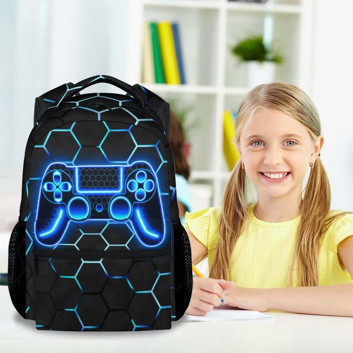 Gaming Backpack for Boys - 17 Inch Gamer Backpacks for Kids Toddler, Lightweight Durable Bookbag for Middle School High School, B (black)