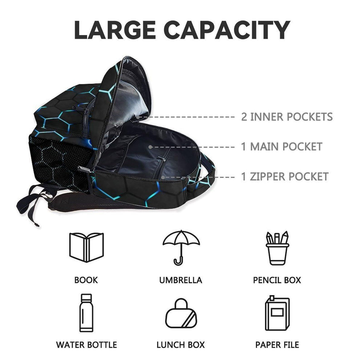 Gaming Backpack for Boys - 17 Inch Gamer Backpacks for Kids Toddler, Lightweight Durable Bookbag for Middle School High School, B (black)