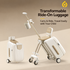 20-Inch Kids Ride-On Luggage, 4-in-1 Portable Travel Suitcase & Stroller for Toddlers 18-60 Months, Carry-On Design(Beige)