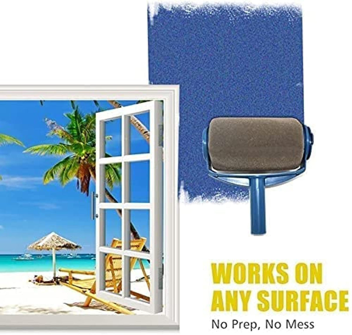 7Pcs/Set Paint Roller Kit with Sticks Paint Roller Pro Transform Your Room in Just Minutes Quickly Decorate Runner Tool Painting Brush Set(blue)