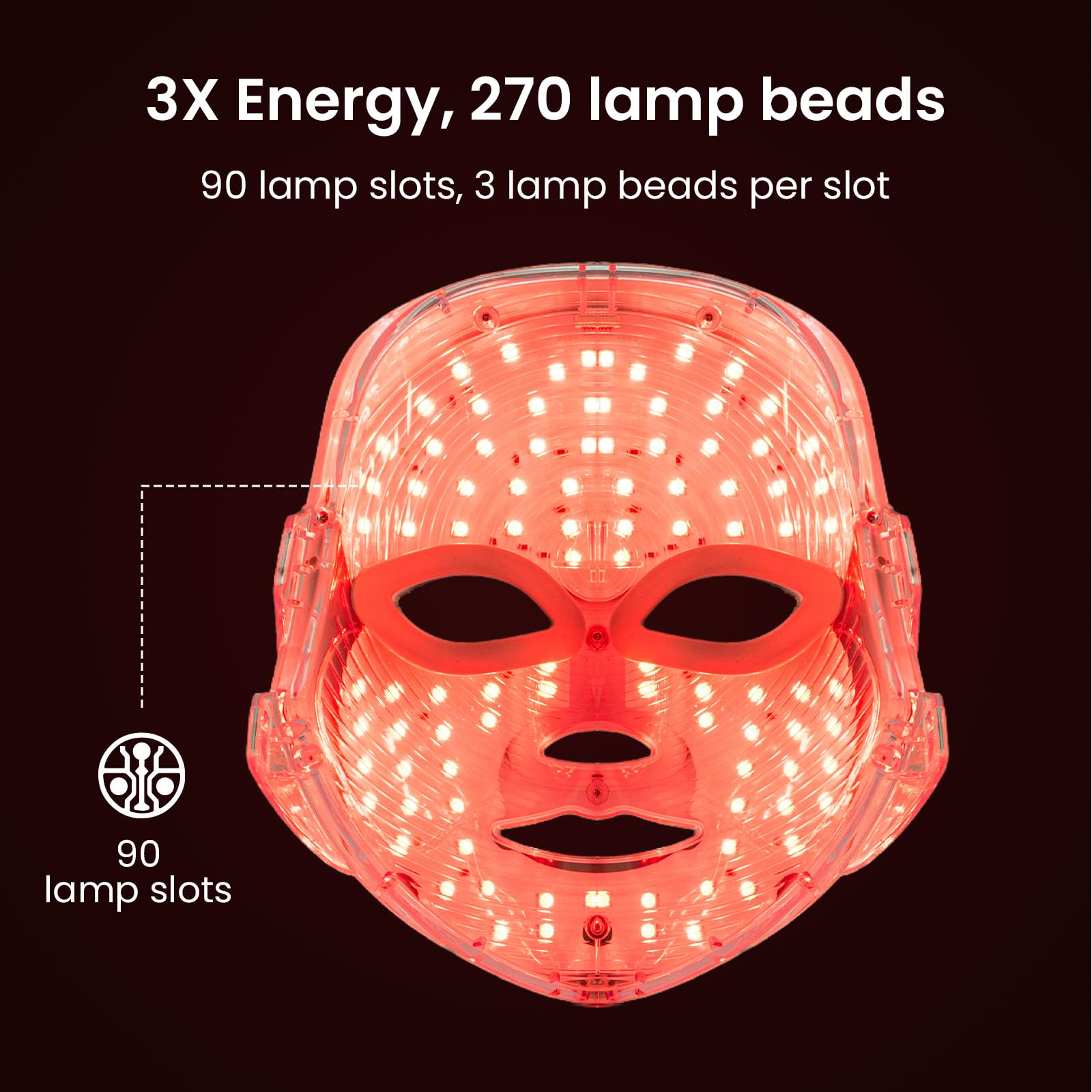 7-Color Facial Light Mask for Home Skincare – Rechargeable LED Beauty Device with 270 LEDs, One-Touch Control & Auto-Timer (Black with Rose Gold Trim)   | Other Colors Available in Store