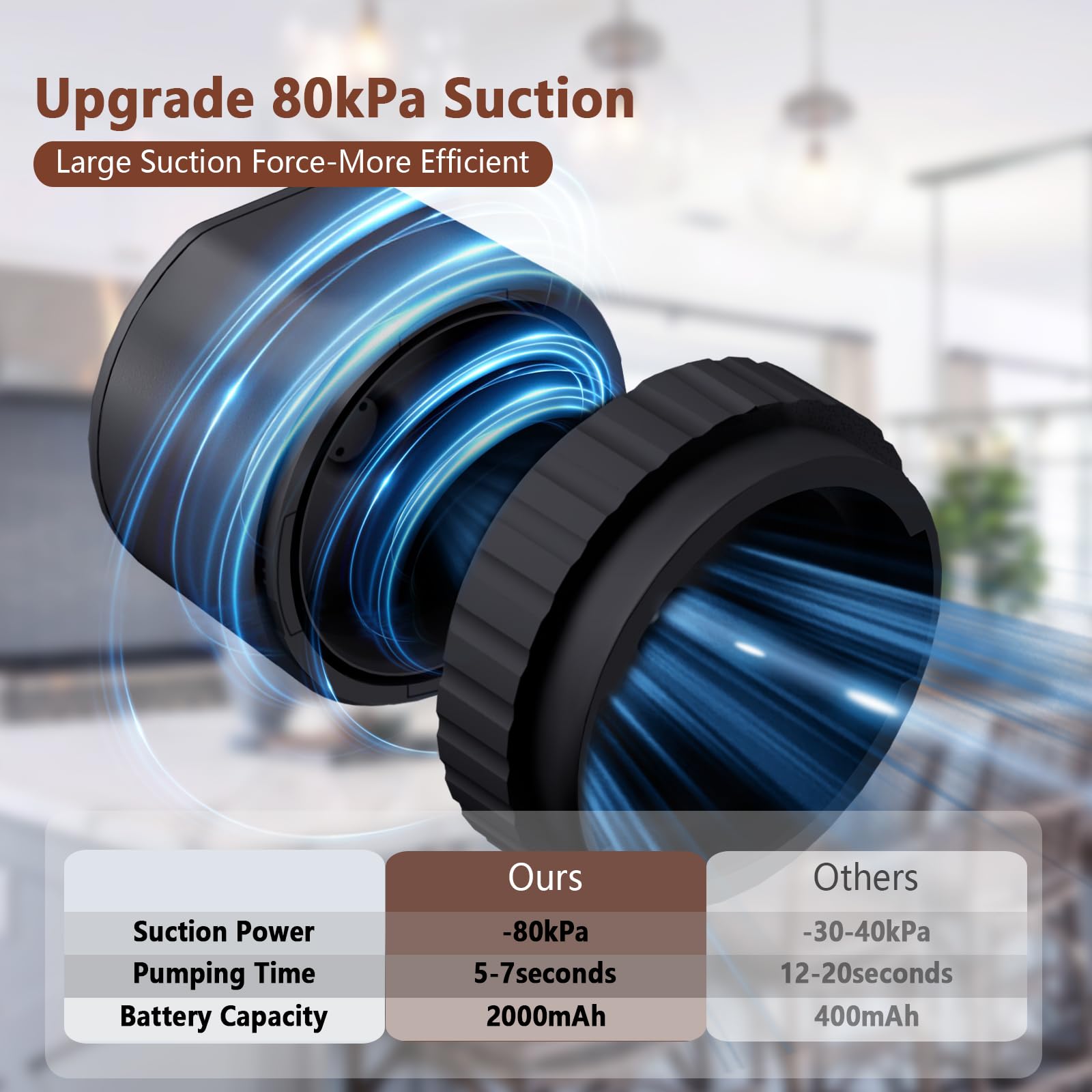 Black Electric Mason Jar Vacuum Sealer Kit – Portable Automatic Vacuum Sealing Machine with 80kPa Suction & Reusable Lids for Wide & Regular Mouth Jars