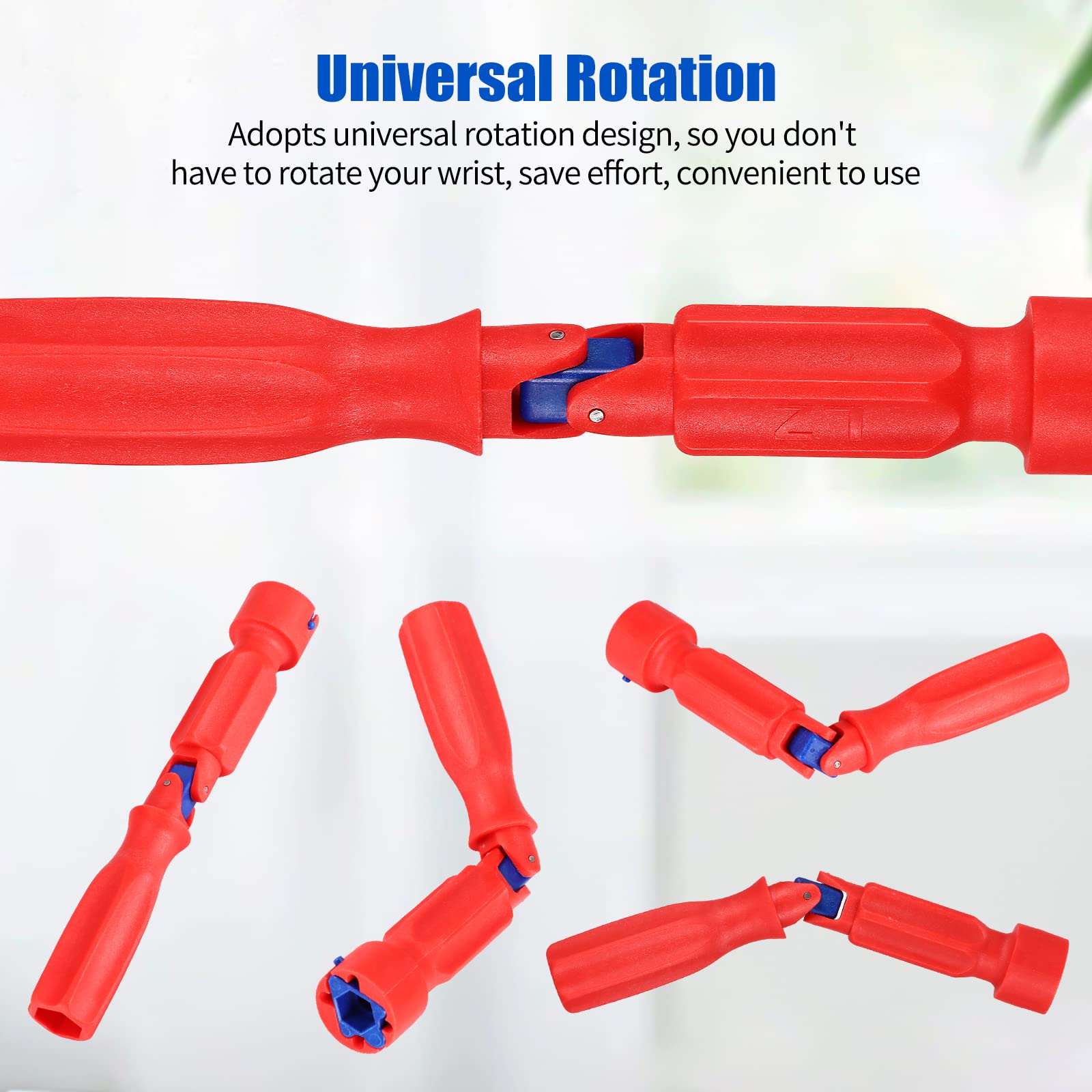 Universal Toilet Seat Installation Wrench – 10/13/17mm Adjustable Bathroom Repair Tool with Rotating Joint, Non-Slip Handle, Compact Design (Red)