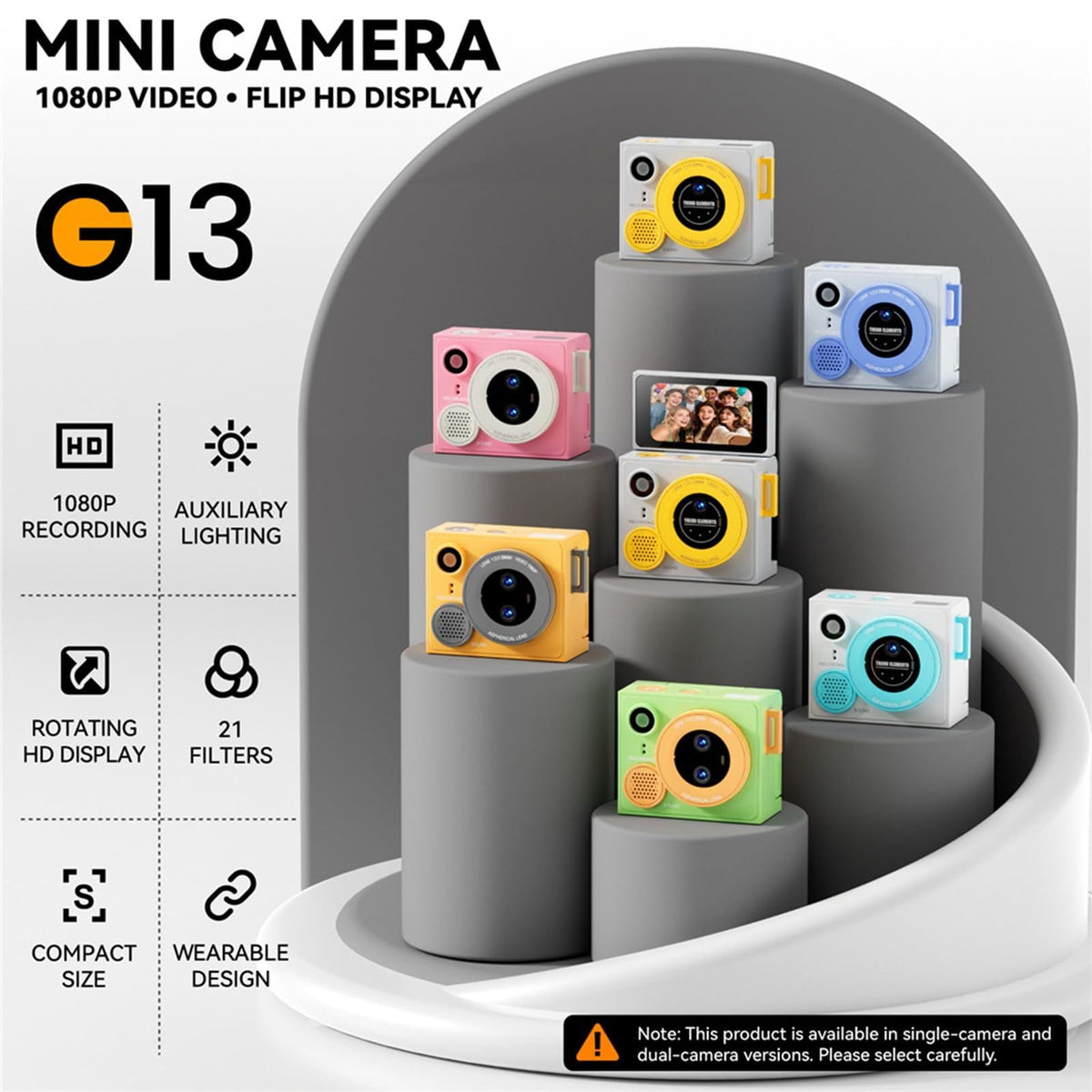 Sized Double Lens Camera with 32GB Memory Card, Green
Double Lens Miniature Thumb Camera with Reversible Display and 21 for Selfie Action Photography(Green)