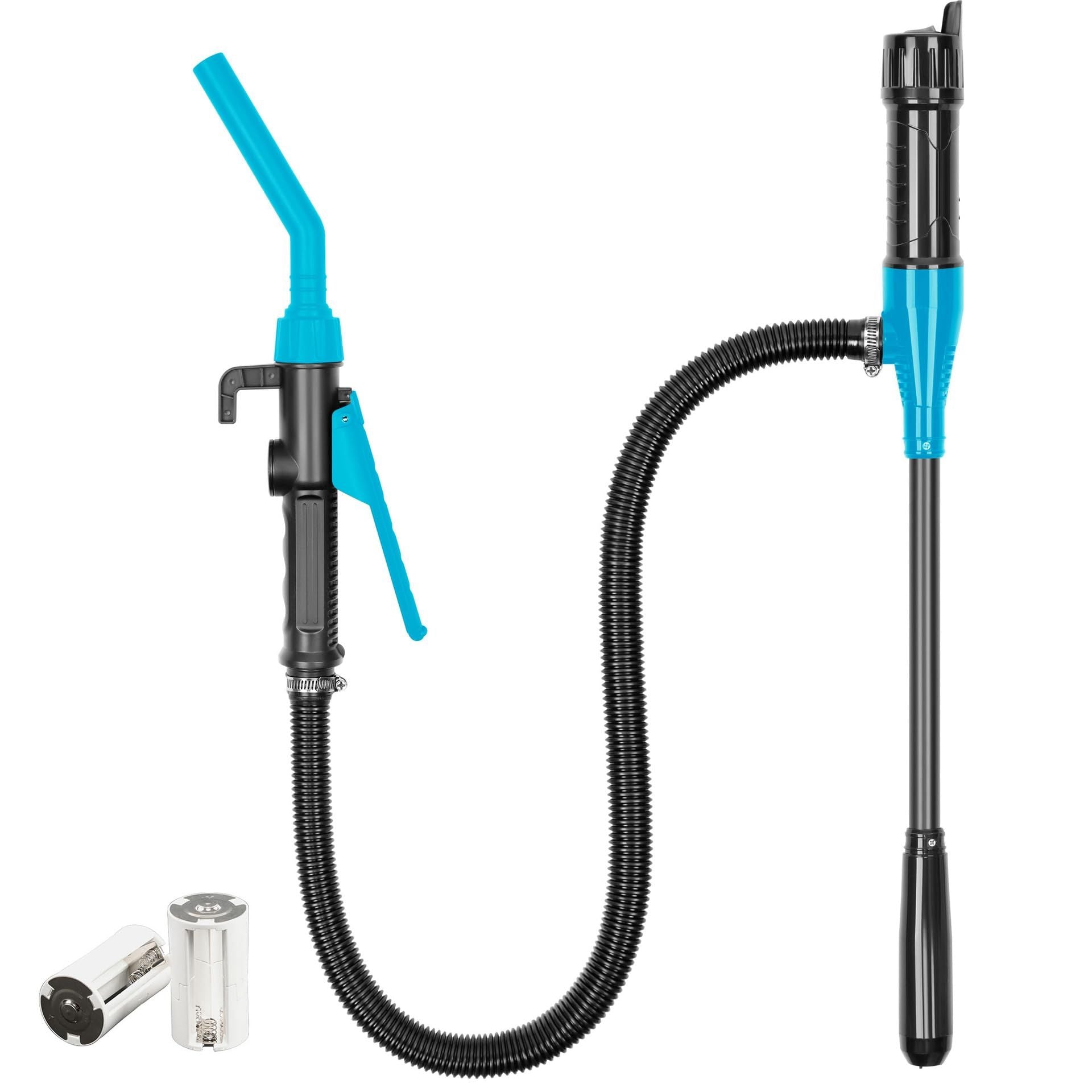 Portable Fuel Transfer Pump - 2.4 GPM Battery Powered Siphon Pump,Siphon Pump for Gasoline,for Fuel, Oil & Water, with Powerful Suction Ergonomic Nozzle 39 Inches Hose（Blue）
