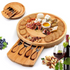 Bamboo Cheese Board Set with Knives & Slate, 10-Inch Round Charcuterie Platter & Tray, Wooden Cheese Board, Gift Idea(Wood)