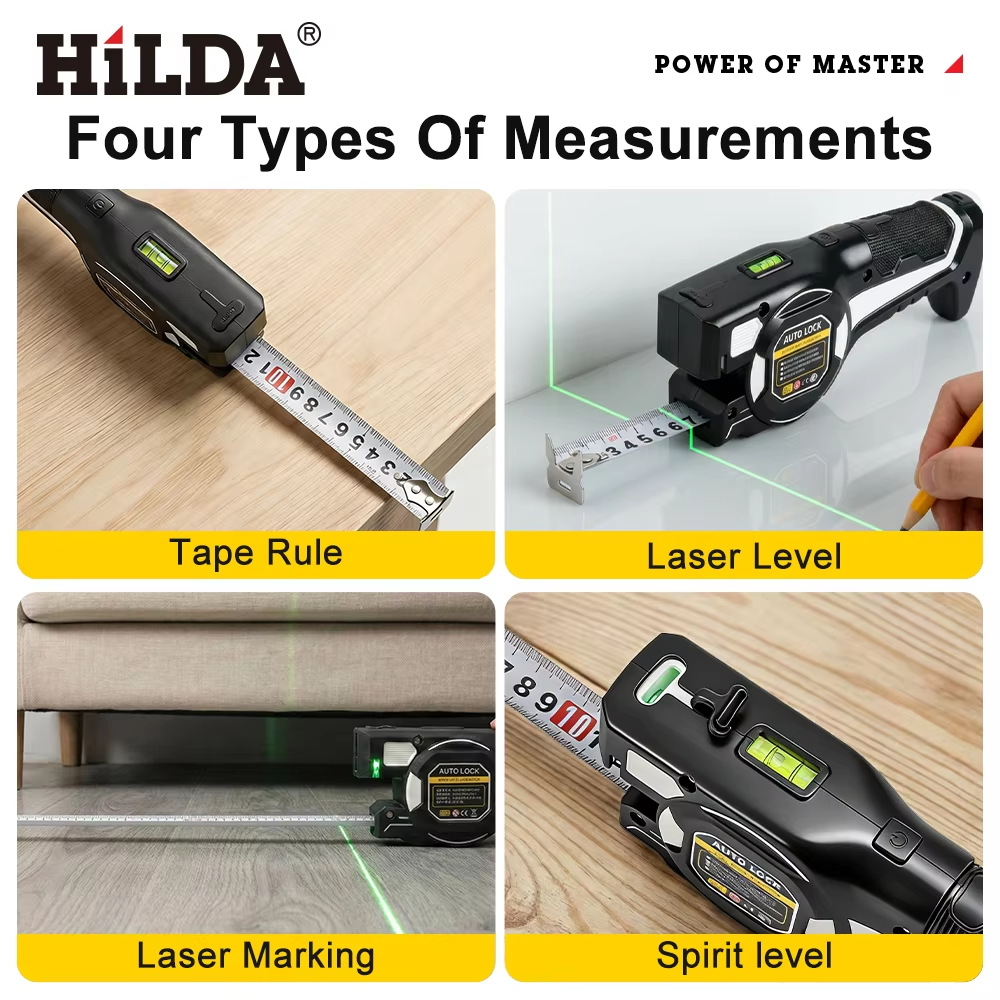 Laser Tape Measure with Green Laser Line, No-Ladder Ceiling Measuring, Side Laser for Picture Hanging, Auto-Lock 16ft/5m Metric & Imperial, with Batteries(black)