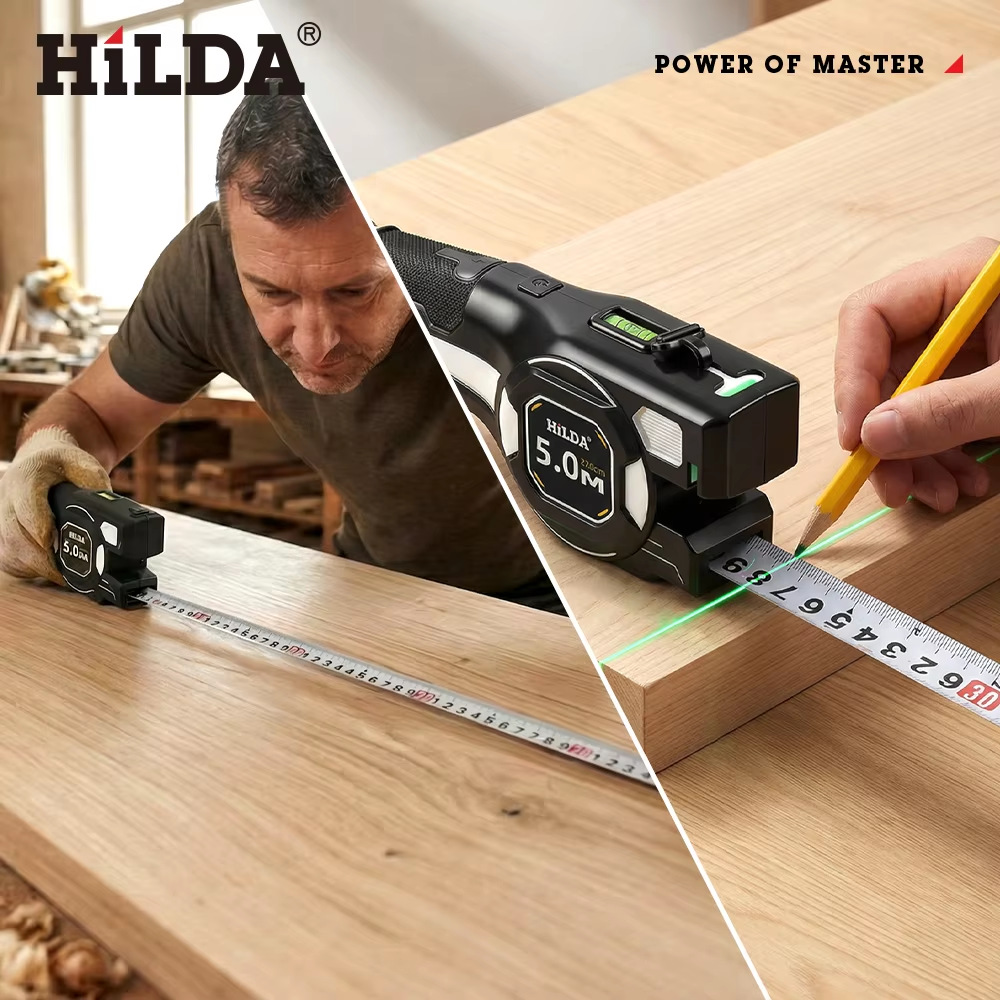 Laser Tape Measure with Green Laser Line, No-Ladder Ceiling Measuring, Side Laser for Picture Hanging, Auto-Lock 16ft/5m Metric & Imperial, with Batteries(black)