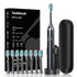 Electric Toothbrush for Adults & Kids, Rechargeable Electric Toothbrush for Ages 12+ and Adults, with 8 Brush Heads, Storage Box & Charging Stand, Up to 180 Days Battery Life(black)