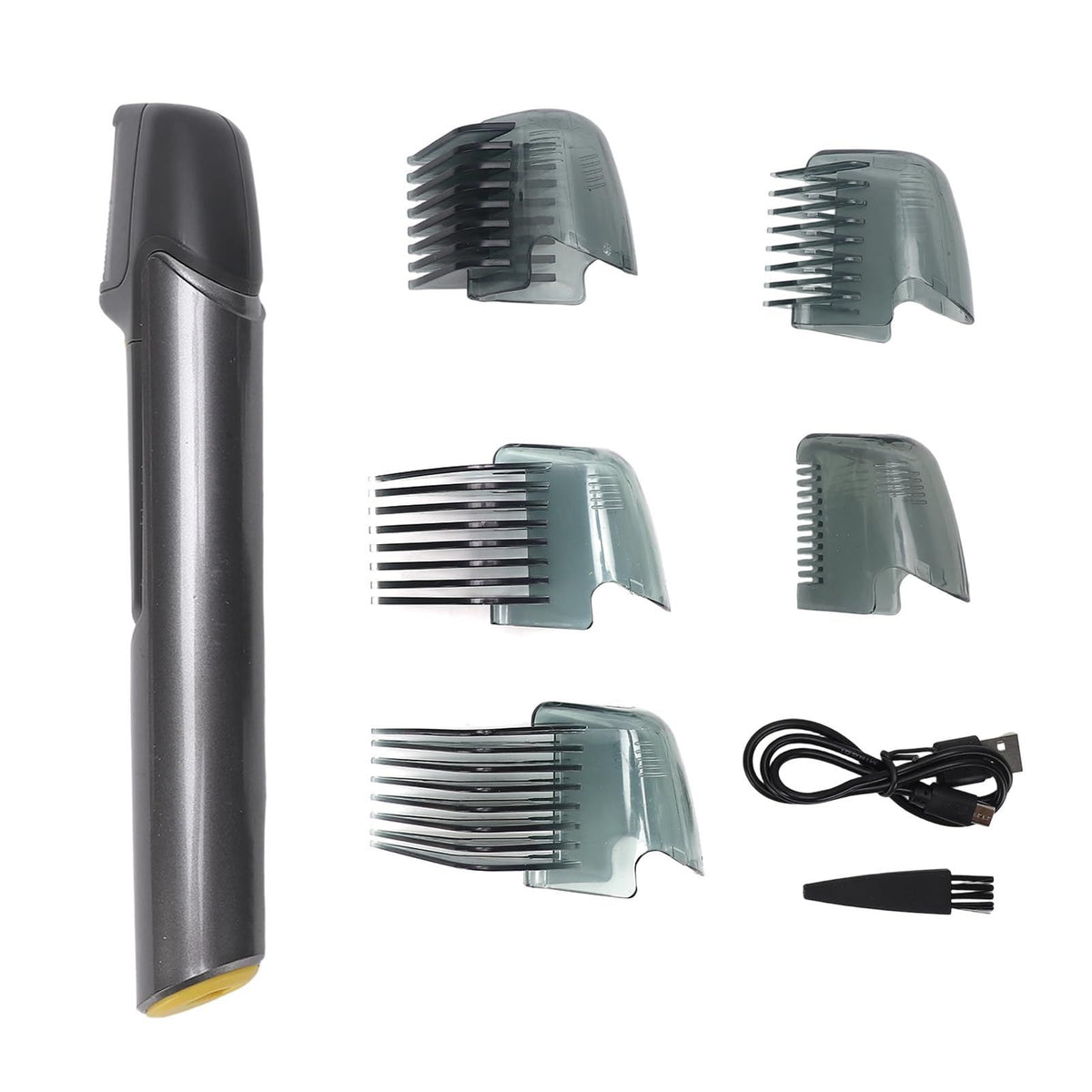 Body Hair Trimmer, Rechargeable Electric Trimmer with Extendable 2 Inch Arm and 5 Detachable Combs, with USB Cable and Cleaning Brush, for Men Beard Face Chest Legs Sensitive(gray)
