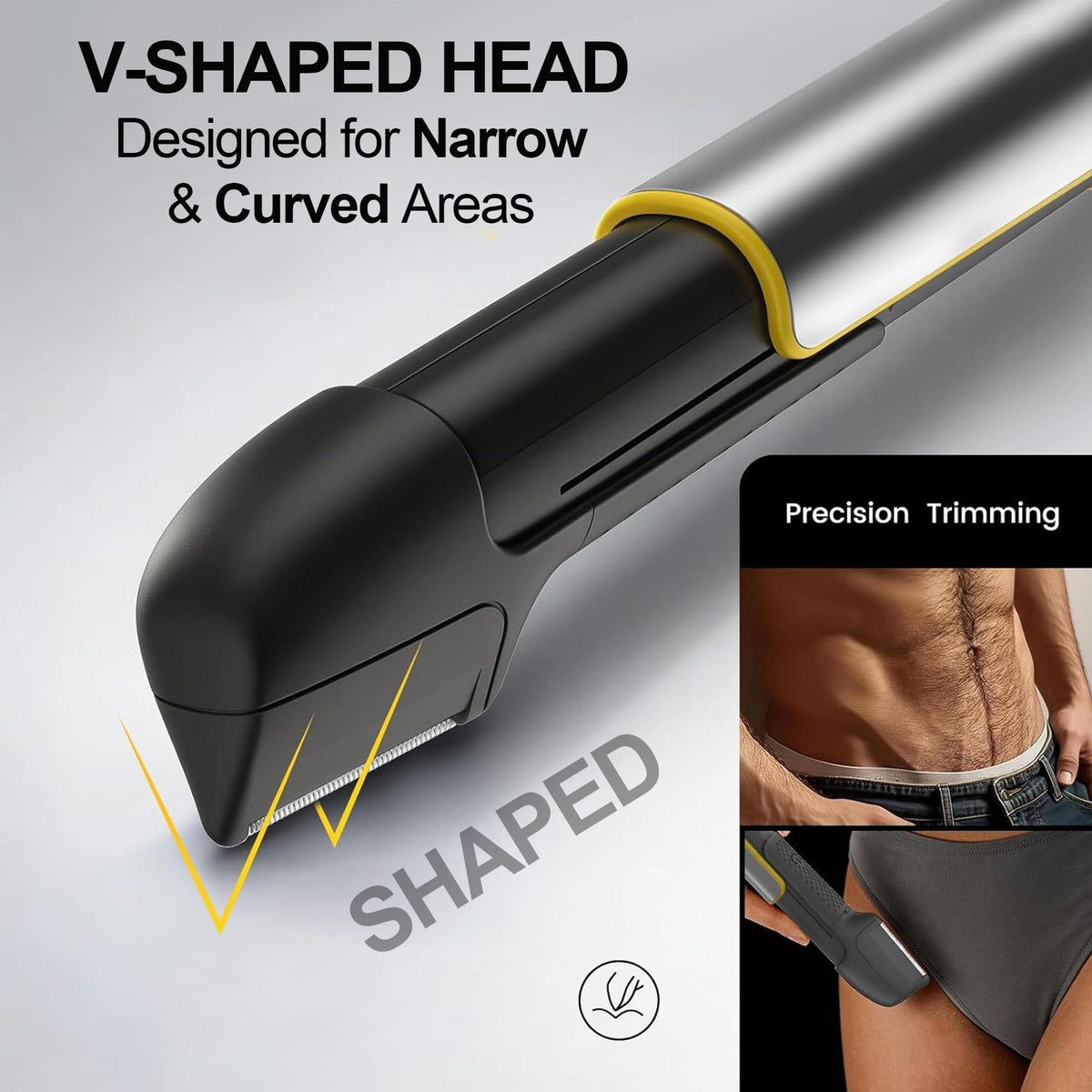 Body Hair Trimmer, Rechargeable Electric Trimmer with Extendable 2 Inch Arm and 5 Detachable Combs, with USB Cable and Cleaning Brush, for Men Beard Face Chest Legs Sensitive(gray)