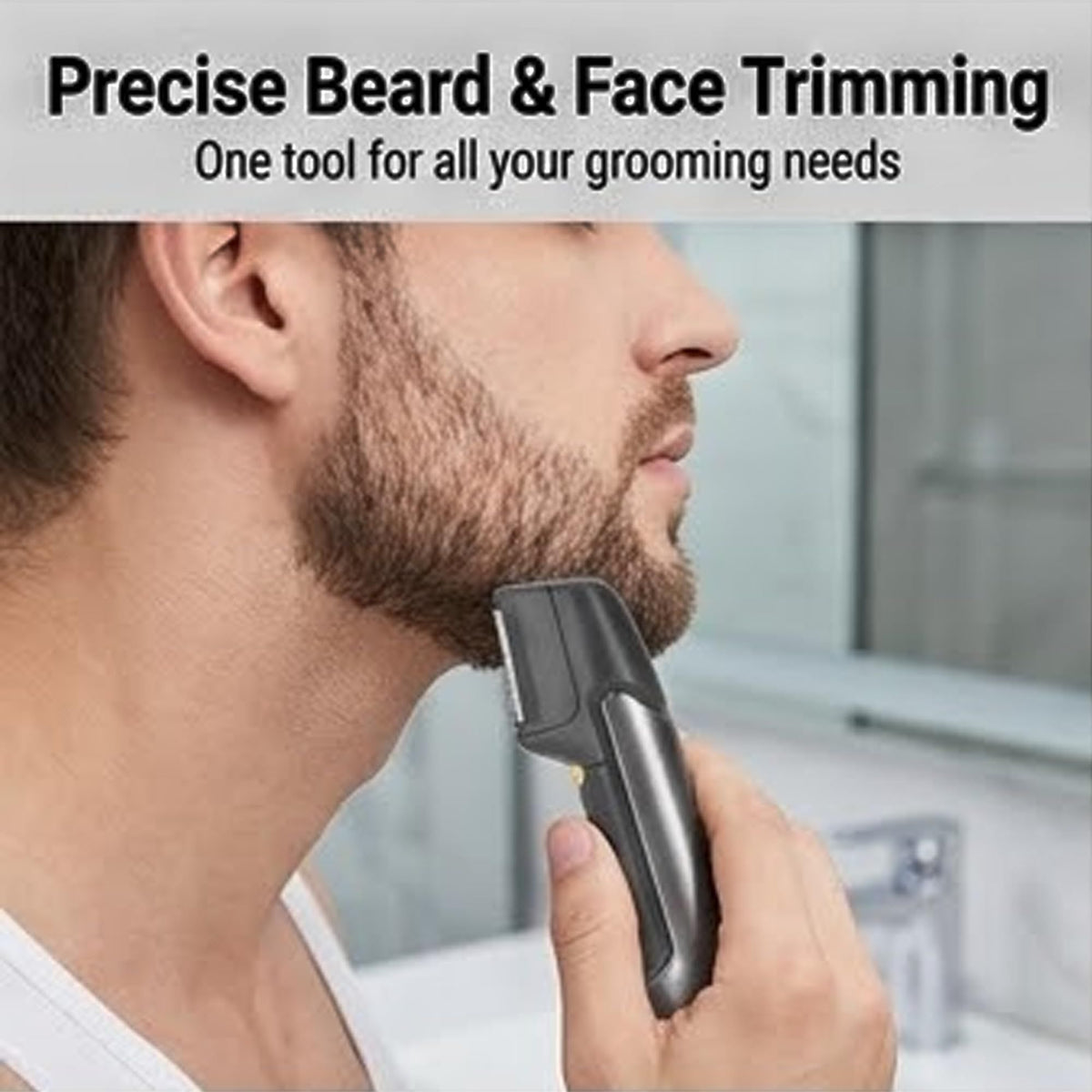 Body Hair Trimmer, Rechargeable Electric Trimmer with Extendable 2 Inch Arm and 5 Detachable Combs, with USB Cable and Cleaning Brush, for Men Beard Face Chest Legs Sensitive(gray)