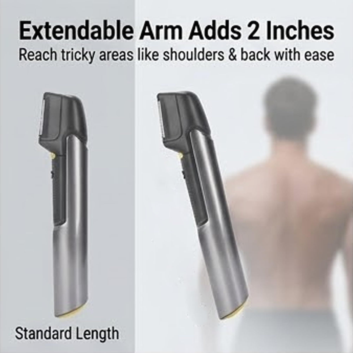 Body Hair Trimmer, Rechargeable Electric Trimmer with Extendable 2 Inch Arm and 5 Detachable Combs, with USB Cable and Cleaning Brush, for Men Beard Face Chest Legs Sensitive(gray)