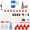 57 Pcs Automatic Chicken Waterer System Set, Chicken Watering Kit with 8 Water Cups & Float Valve, Poultry Water System for Chickens, Ducks & Quail – Bucket Not Included(red)