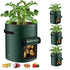 10 Gallon 3-Pack Grow Bags, Durable PE Fabric Pots with Flap and Handles, Green Planter Bags for Potato Vegetables Flowers Herbs Garden Outdoor, 17.7''x13.8'' Large for All Plants Growing(Olive Green)