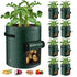 10 Gallon 3-Pack Grow Bags, Durable PE Fabric Pots with Flap and Handles, Green Planter Bags for Potato Vegetables Flowers Herbs Garden Outdoor, 17.7''x13.8'' Large for All Plants Growing(Olive Green)
