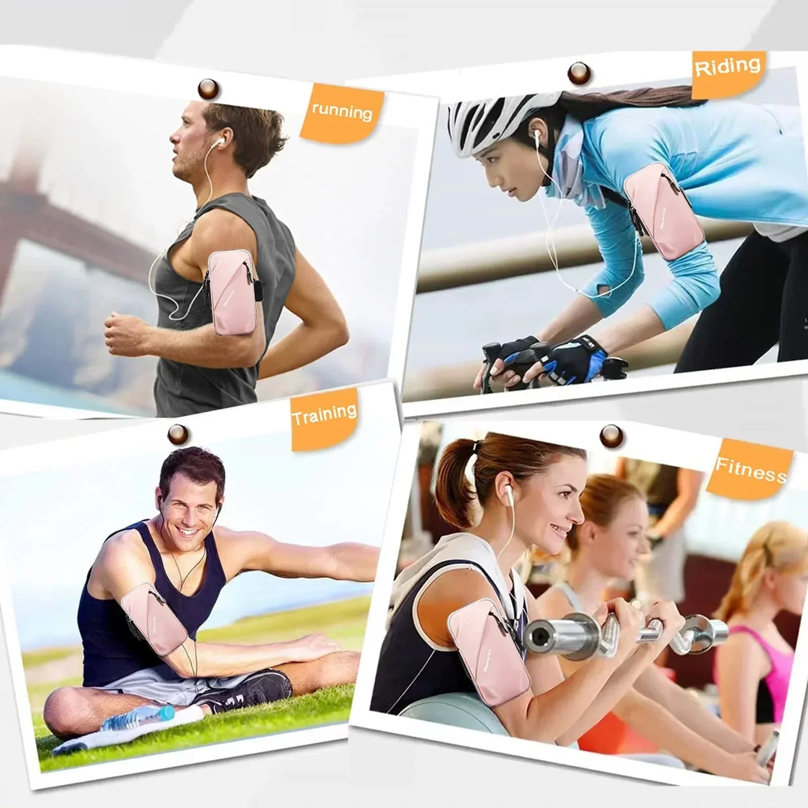 Universal Running Phone Arm Band – Waterproof, Dual Pocket, Adjustable Strap, Breathable Mesh, Fits Phones Up to 6.7 Inches, Crossbody & Waist Clip (Pink)