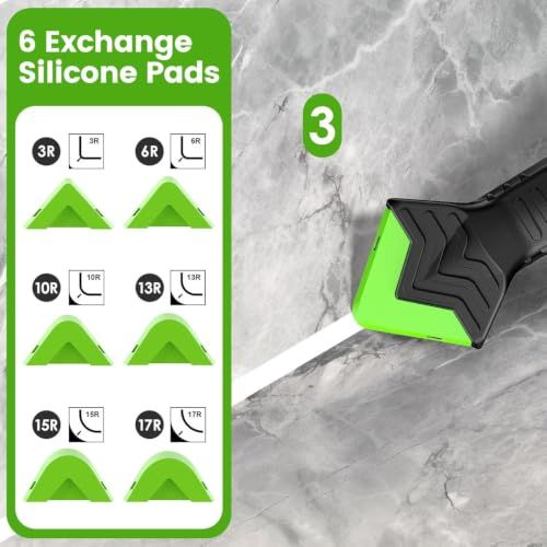 6-in-1 Caulking Tool Kit for Bathroom, Kitchen & Tile Sealing, Removal & Smoothing (Black)