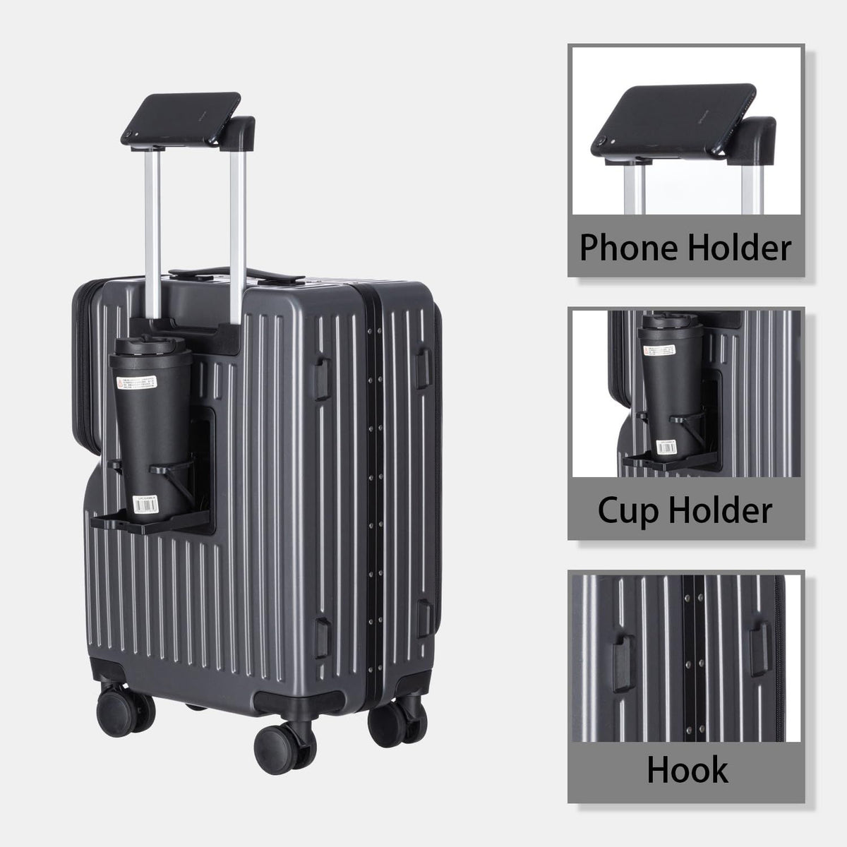 20-Inch Hardshell Luggage with Wheels – Scratch-Resistant Suitcase with Four Multi-Directional Wheels for Easy Travel(Gray)
