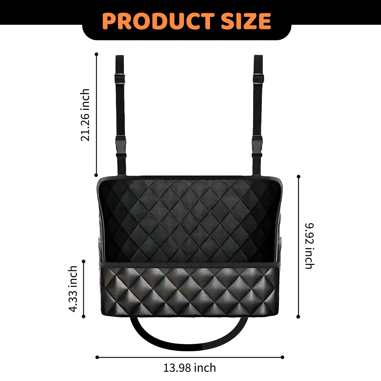 Car Seat Storage Bag: PU Leather Organizer with Hooks – Pet Barrier, Safe Driving Storage for Wallets/Phones (Black)