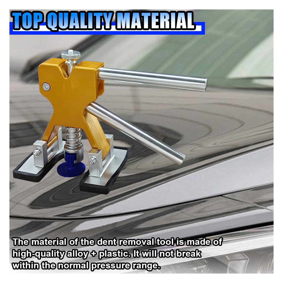 19-Piece Car Dent Repair Kit with 18 Tabs – Paintless Dent Remover Tool for Auto Body, Hail Damage & Metal Surface Fixing, Adjustable Puller Lever (Yellow)