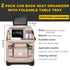 Car Back Seat Organizer with Foldable Table Tray – Universal Rear Seat Storage Bag, Multi-Pocket Holder for Tablet, Drinks & Essentials (Beige)