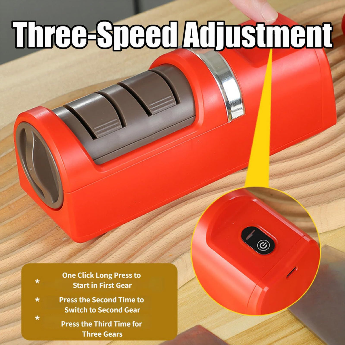 Automatic Kitchen Knife Sharpener - New Cordless Electric Knife Sharpener Tool with Diamond Wheel & Suction Base for All Kitchen Knives & Scissors | Diamond Abrasive Wheels(Red)