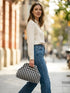 Houndstooth Knit Cloud Bag: Commute & Daily Handbag, Portable Storage Clutch (Black) | Other Colors Available in Store