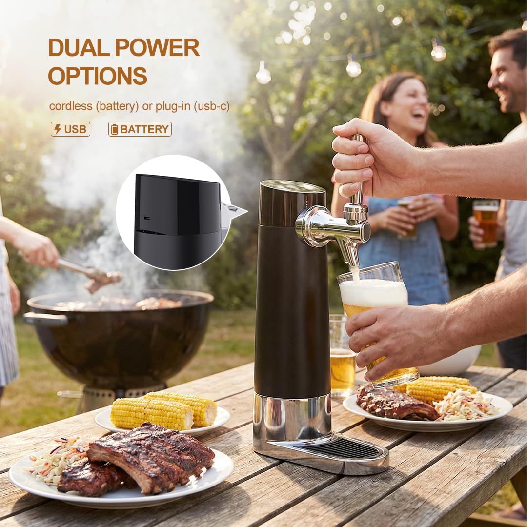Draft Beer Dispenser System, Homebrew Kegerator with Ultra-Fine Foam Top, Portable Mini Kegerator for Cans & Bottles, Birthday Gift for Men & Husband(black)