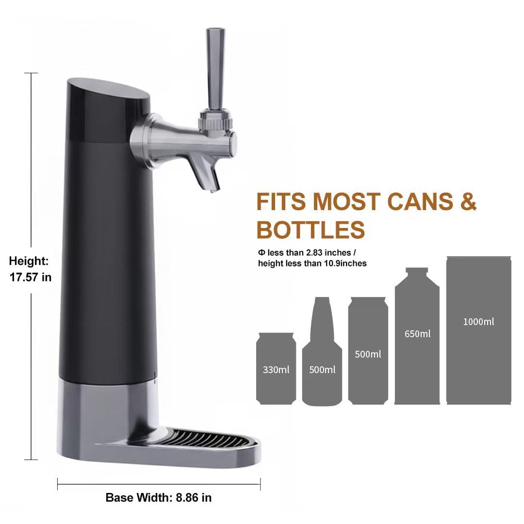 Draft Beer Dispenser System, Homebrew Kegerator with Ultra-Fine Foam Top, Portable Mini Kegerator for Cans & Bottles, Birthday Gift for Men & Husband(black)