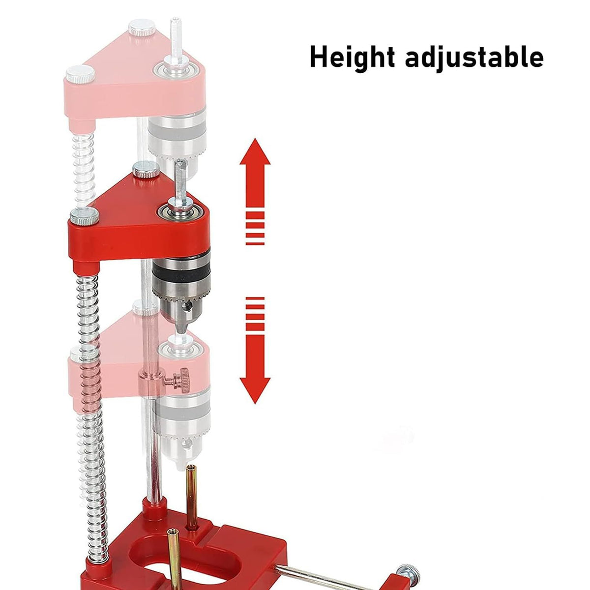 Woodworking Drill Locator Tool, Portable Precision Drill Positioner, Adjustable Hole Drilling Template for Woodworking & DIY(Red)