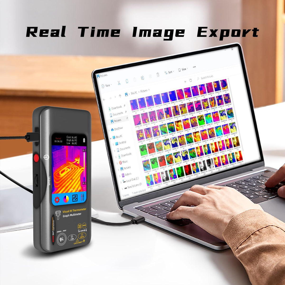 Thermal Imaging Camera Multimeter with Macro Lens, 320x320 IR Resolution with 15 Thermal Palettes, 20000 Counts with 3.98