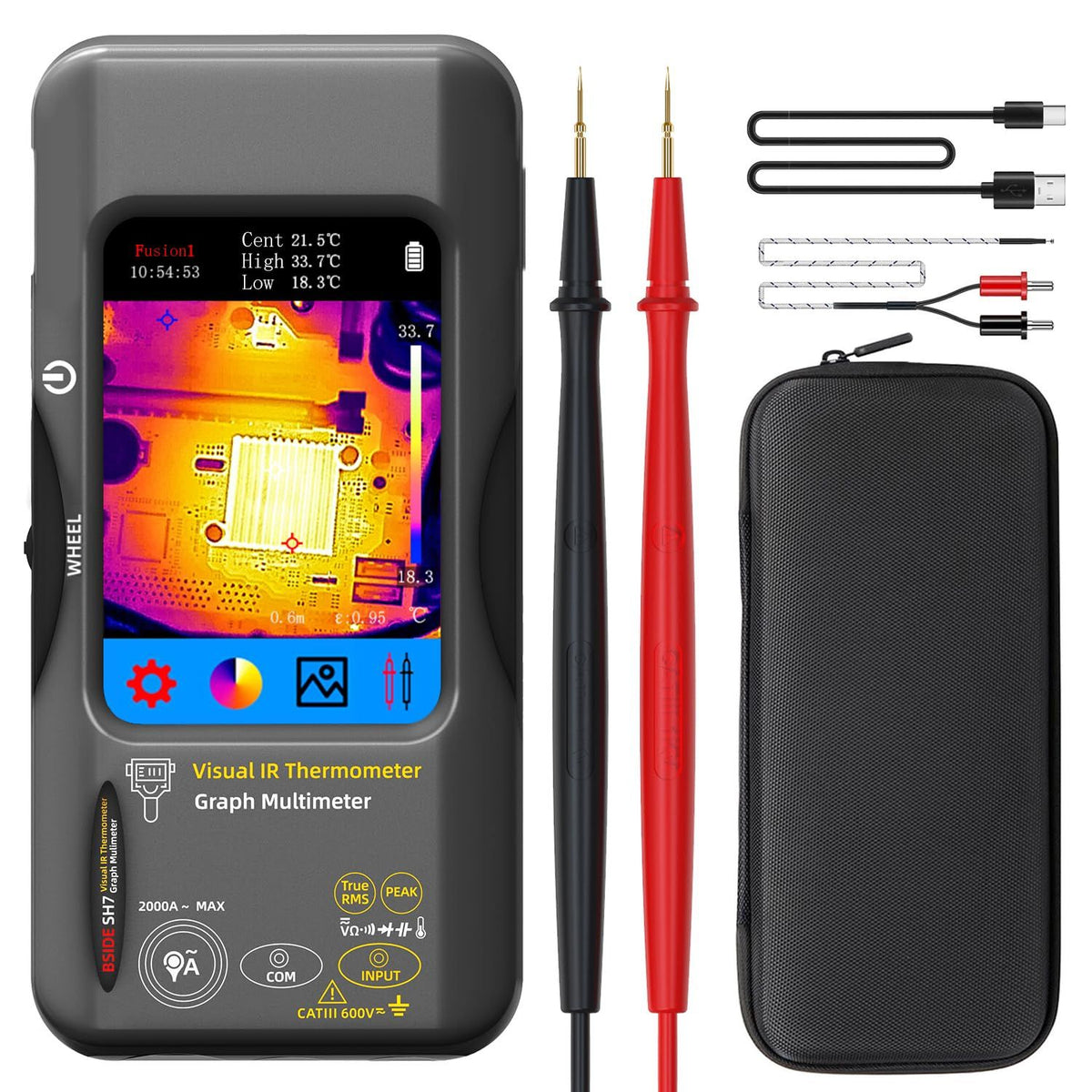 Thermal Imaging Camera Multimeter, 320x320 IR Resolution with 15 Thermal Palettes, 20000 Counts with 3.98