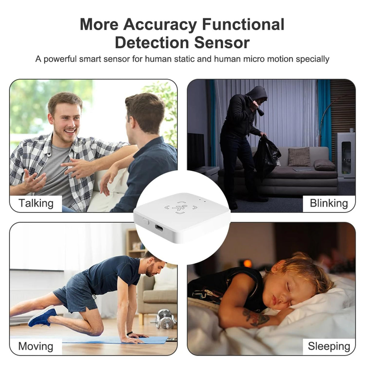 2Pack WiFi Human Presence Sensor: Smart Motion Sensor with App Notification Alerts, mmWave Radar Detector, Zone Positioning, Human Body Exists Sensor for Home Security & Home Automation(White)