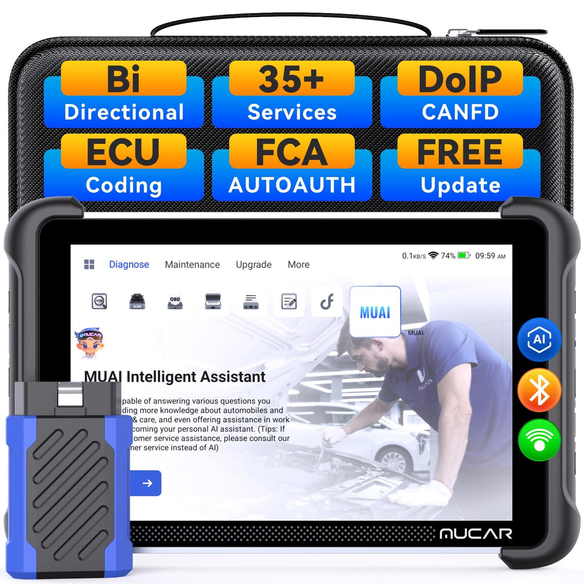 892BT Full System AI Bidirectional Scan Tool, Free Lifetime Updates
OBD2 Scanner,ECU Coding, 35 Services, FCA Autoauth, CANFD and DOIP(Black)