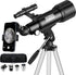 Telescope for Adult, 70mm Aperture 400mm Portable Telescope with Tripod, Finder Scope, Phone Adapter, Carrying Bag, Astronomical Refractors Telescopes for Kids Beginners Adults(Black)
