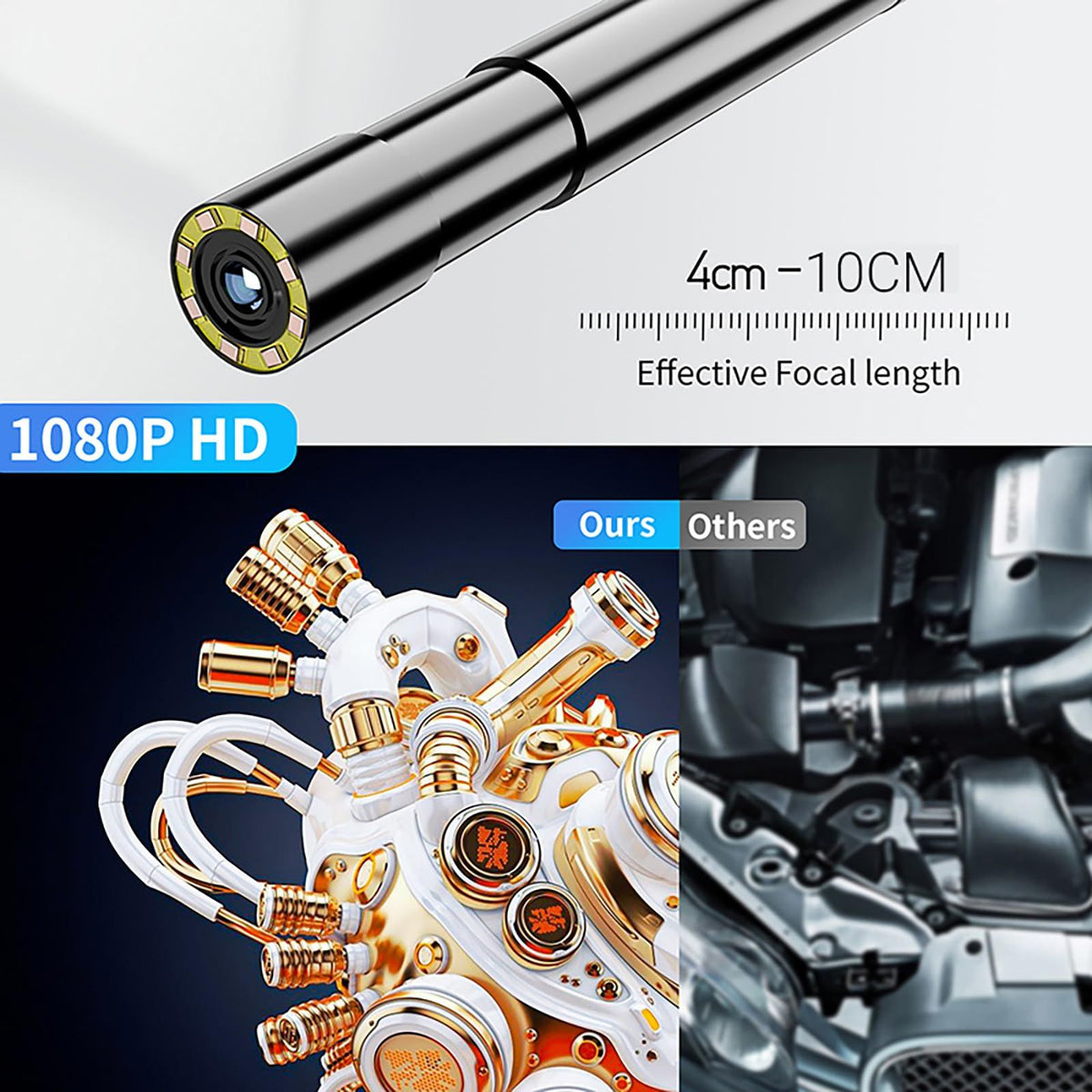 8mm-5M Industrial Endoscope Camera with Light, 4.3‘’ Screen, 8mm Scope IP67 Waterproof Borescope, 2600mAh Battery Inspection Camera for Automotive, Plumbing, HVAC, Wall, Pipe(black)