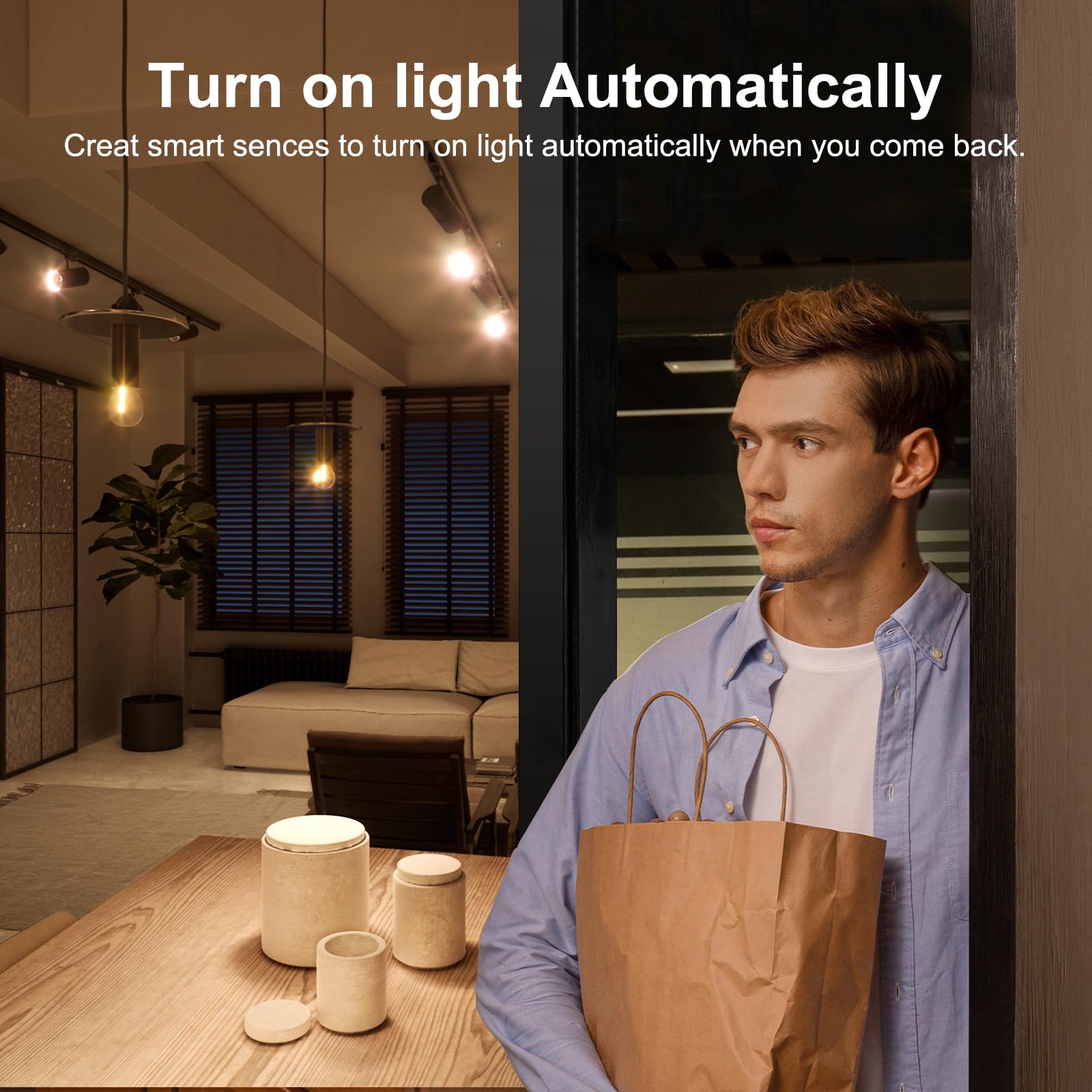 Smart WiFi Motion Sensor with App Alerts – 128° Detection, 6m Range, No Hub Required, Voice Control & Automation (White)