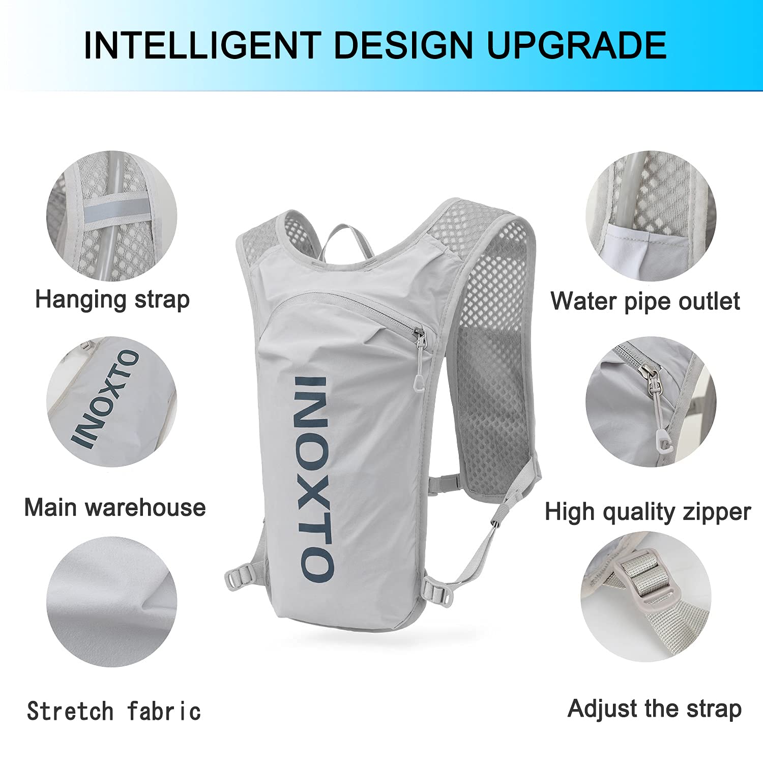 Ultra-Light Hydration Running Vest Backpack – 1.5L Water Capacity, Breathable Mesh Design for Cycling, Hiking & Marathon (Grey) | Other Colors Available in Store