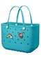 EVA Beach Tote Bag for Swimming, Pool & Travel – Waterproof Washable Rubber Handbag with 2 Random Charms, Lightweight & Sand-Resistant (Blue) | Other Colors Available in Store