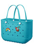 EVA Beach Tote Bag for Swimming, Pool & Travel – Waterproof Washable Rubber Handbag with 2 Random Charms, Lightweight & Sand-Resistant (Blue) | Other Colors Available in Store