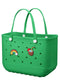 EVA Beach Tote Bag for Swimming, Pool & Travel – Waterproof Washable Rubber Handbag with 2 Random Charms, Lightweight & Sand-Resistant (Green) | Other Colors Available in Store