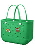 EVA Beach Tote Bag for Swimming, Pool & Travel – Waterproof Washable Rubber Handbag with 2 Random Charms, Lightweight & Sand-Resistant (Green) | Other Colors Available in Store