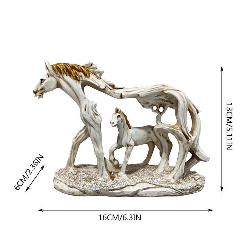 White Horse and Foal Figurine: Artistic Resin Sculpture for Home, Office & Bookshelf Decor – Symbol of Strength and Success