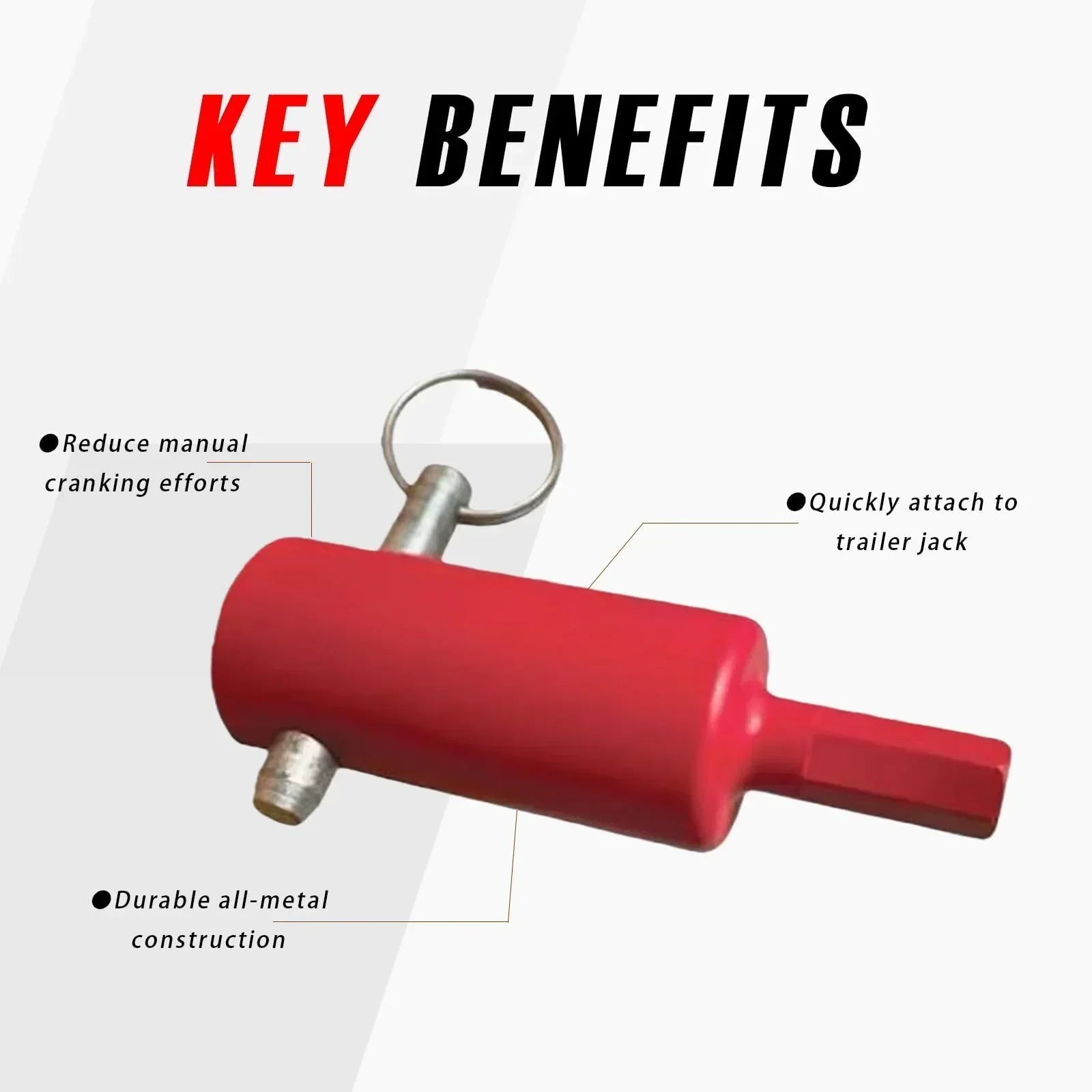 Stop Hand Cranking! Trailer Jack Drill Adapter - Effortless Electric Lift for Standard & Universal Trailer Jacks, Perfect for RV & Boat Trailers (Red)