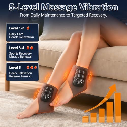 Wireless Foot & Ankle Massager with Heat & Vibration for Home & On-the-Go Comfort (black)