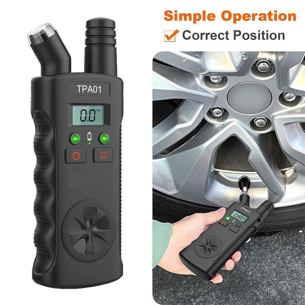 TPMS Relearn Tool for GM Vehicles, 2-in-1 Tire Pressure Monitoring Sensor Activation Tool with 150 PSI Digital Tire Pressure Gauge, Quick & Easy Reset in Minutes (black)