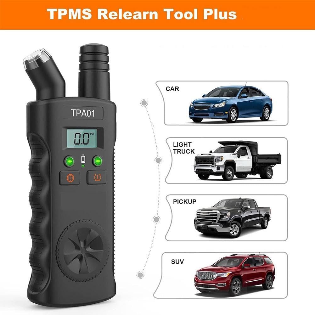 TPMS Relearn Tool for GM Vehicles, 2-in-1 Tire Pressure Monitoring Sensor Activation Tool with 150 PSI Digital Tire Pressure Gauge, Quick & Easy Reset in Minutes (black)
