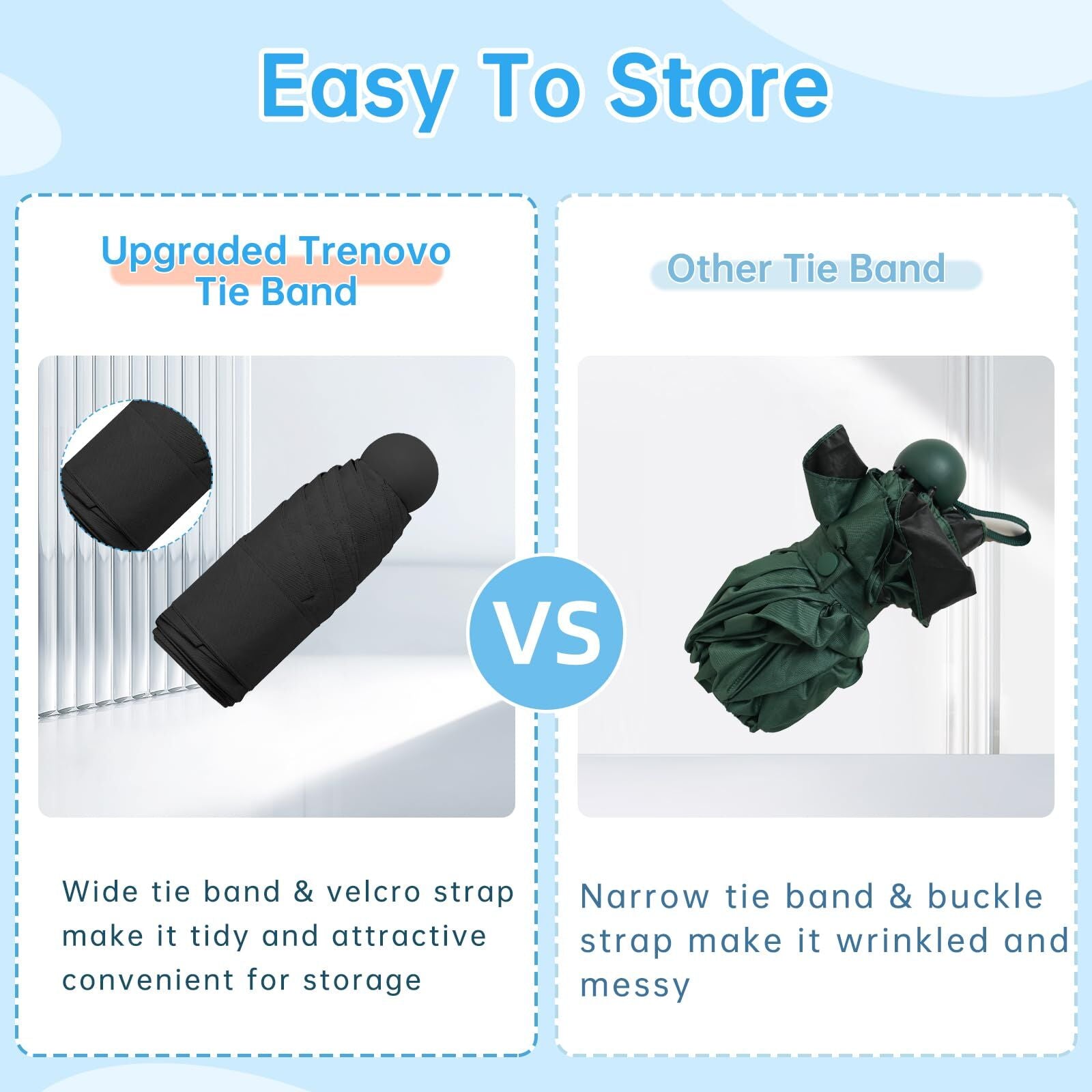 Mini Travel Umbrella – Compact Sun & Rain Protection for Women, Kids | UV-Blocking Pocket Umbrella with Case | Lightweight Foldable Umbrella（black）