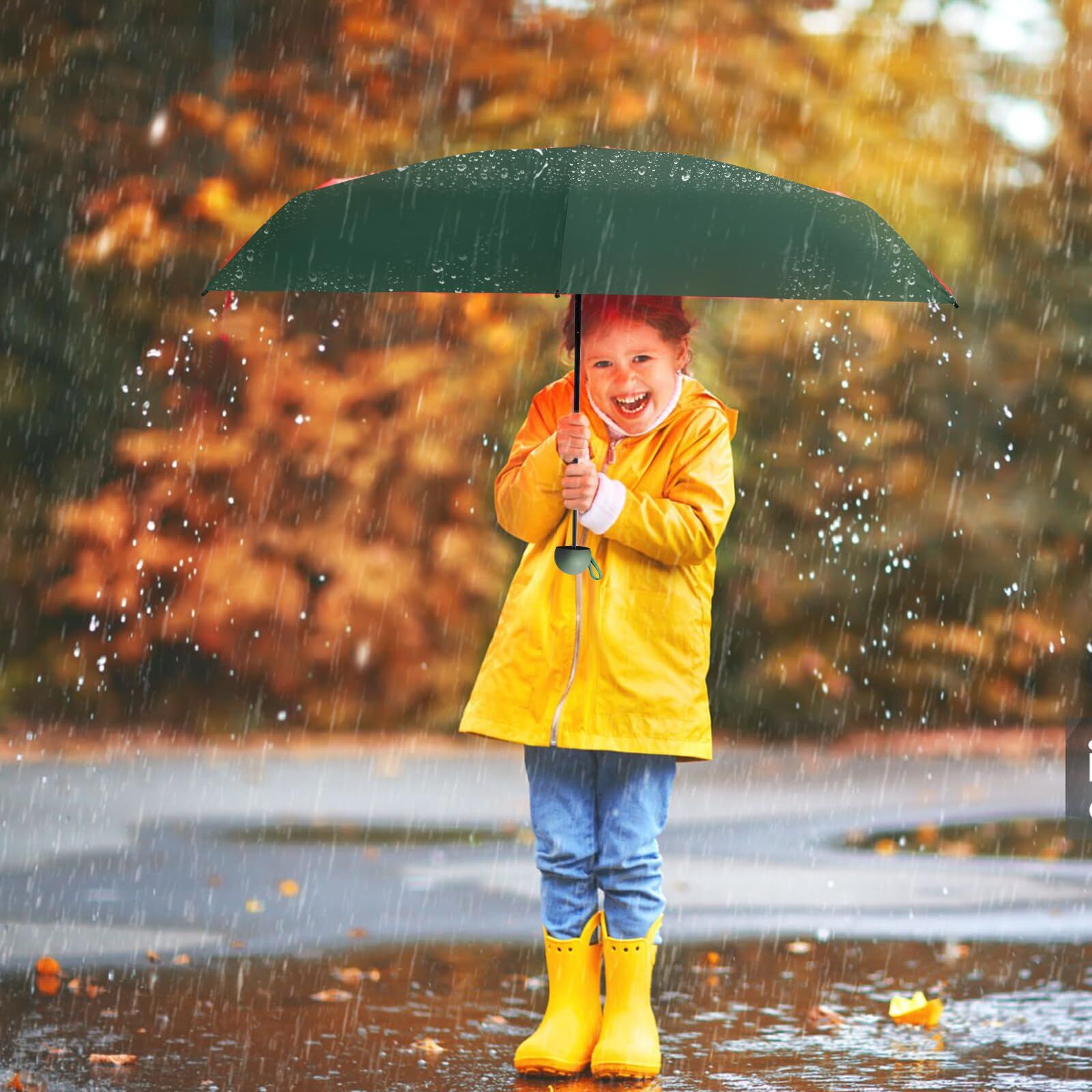 Mini Travel Umbrella – Compact Sun & Rain Protection for Women, Kids | UV-Blocking Pocket Umbrella with Case | Lightweight Foldable Umbrella（dark green）